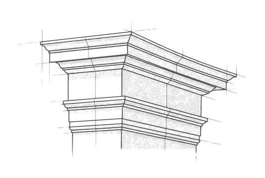 Architectural Column Capital with Construction Lines architecture blueprint detail