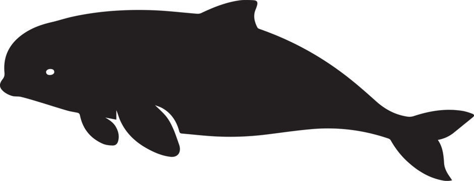 minimalist irrawaddy dolphin silhouette flat design vector illustration isolated on white