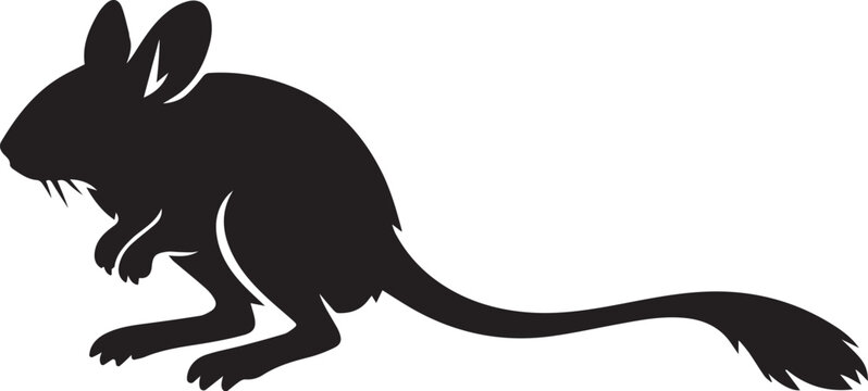 jerboa rodent jumping in desert silhouette flat design vector illustration