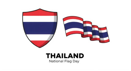 Obraz premium Thailand flags stacked celebrating flag day with patriotic symbols isolated on transparent background