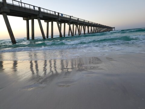  Navarre Beach Florida fishing Pier at sunset.
