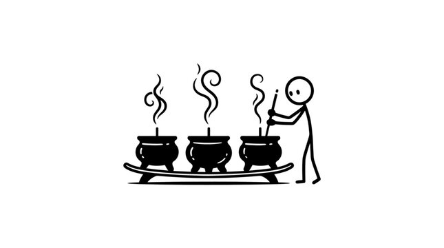 Stick Figure Witch Brewing Potions