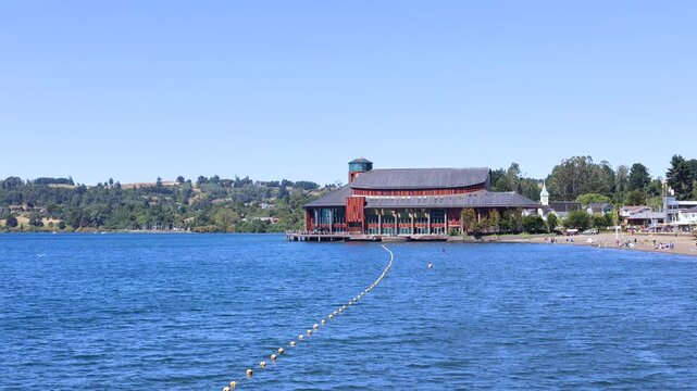 Frutillar, Chile - March 19, 2026: The Teatro del Lago is a Chilean theater located on the shore of Lake Llanquihue. It stands out as one of the most important cultural centers in South America and th