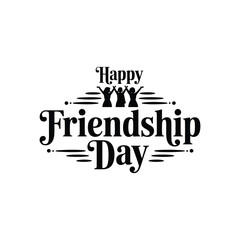 Fototapeta premium Happy friendship day typography vector design with female silhouettes and decorative lines.