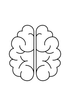 Black hand drawn textured brain line icon symbolizing thinking, creativity, mental health, neuroscience, intelligence, cognition. Minimal sketch style for psychology, education, business concept PNG