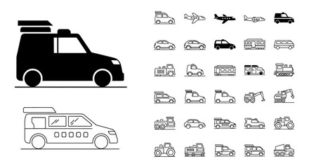 Obraz premium collection of vector icons representing various vehicles and transportation modes
