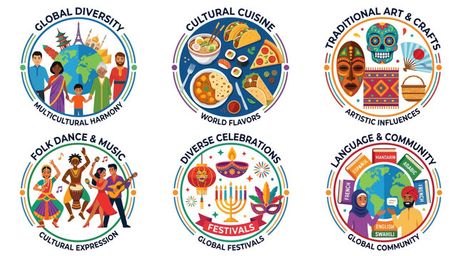 Celebrating global diversity with multicultural harmony and cultural expression through food art music