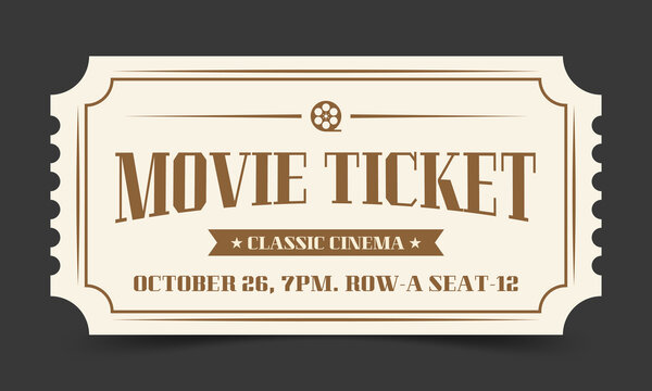 Vintage brown classic cinema admission ticket design