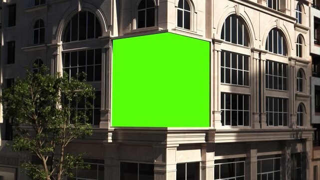 Digital Advertising Billboard Blank Screen, Neoclassical Architecture Background