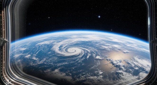 A captivating view of Earth from space, showcasing a swirling storm system.