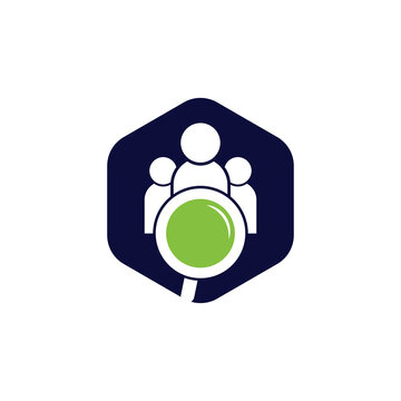 People finder logo. Magnifying glass logo. loupe and people logo design icon