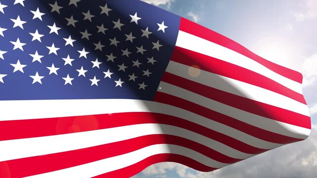 United States Flag Fluttering Gracefully Against the Open Sky