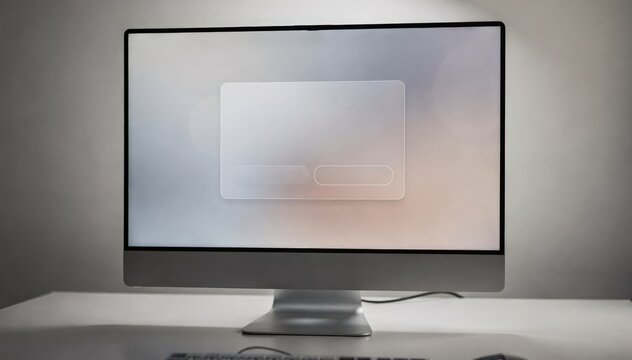 Medium shot of a computer interface showing a quiet nonintrusive software update dialog box offering skip or install options with foreground text focused and background elements