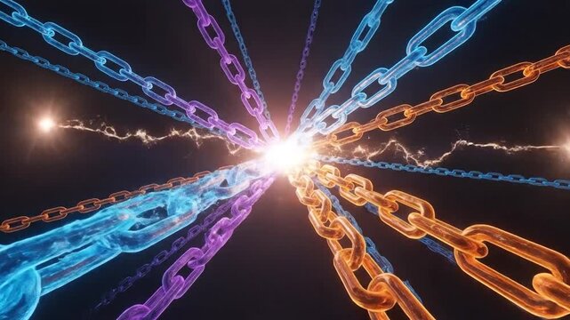 Blockchain Technology A Visual Representation of Connected Chains.