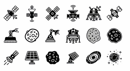 Collection of Space Exploration and Celestial Objects Icons. © Wita