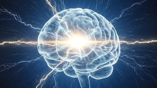 Brain activity and electrical impulses concept of intelligence and mind.