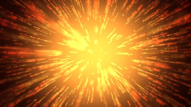 abstract orange lightspeed loop motion background with rays