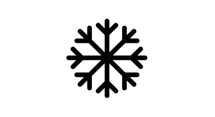 Simple black snowflake icon representing winter and cold weather. © Faiz