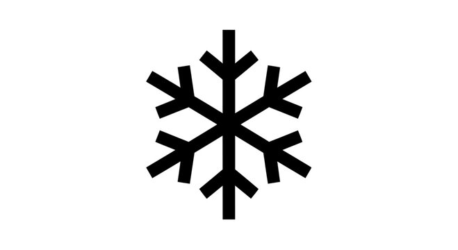 Simple Black Snowflake Icon Symbolizing Winter Cold and Snow.