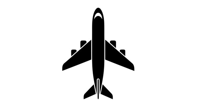 Top View Silhouette of a Modern Jet Airplane in Flight.
