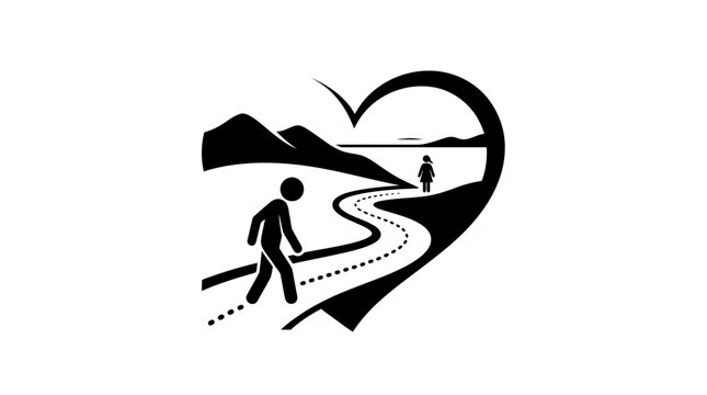 Journey Of Life With A Heart-Shaped Landscape