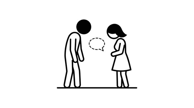 Abstract Stick Figures Communicating with Speech Bubble