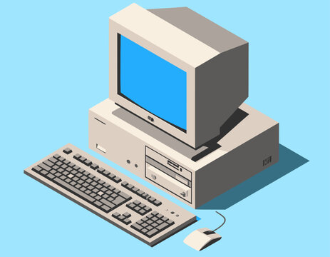 Vintage Computer System with Keyboard and Mouse.