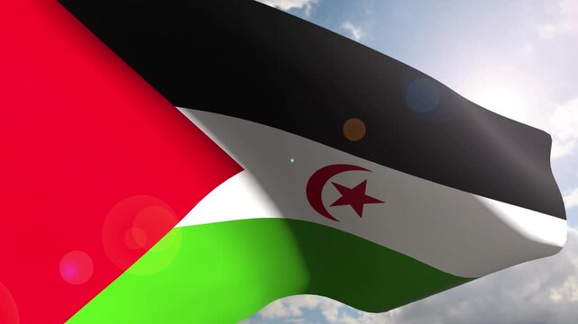Western Sahara Flag Fluttering Gracefully Against the Open Sky