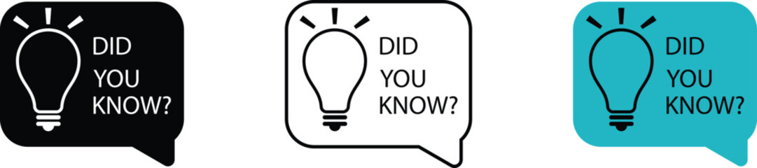 Fototapeta premium did you know light bulb icons in speech bubbles