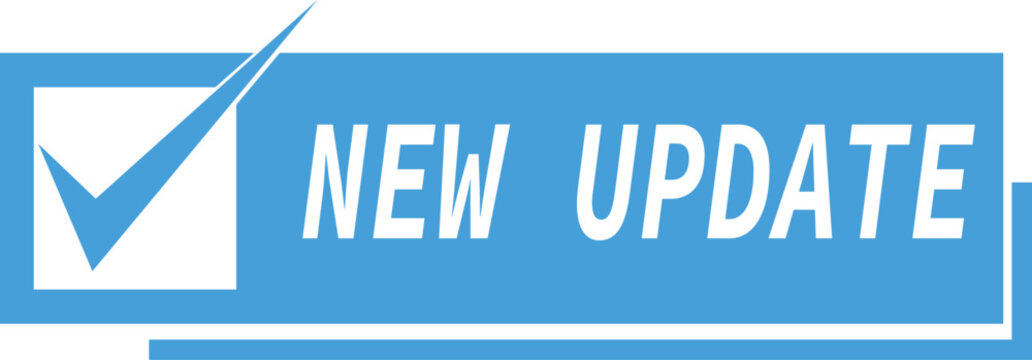 Blue notification banner with checkmark for software update or system upgrade