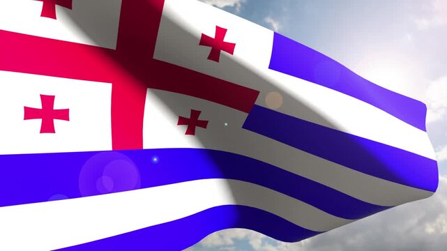 Ajaria Flag Fluttering Gracefully Against the Open Sky