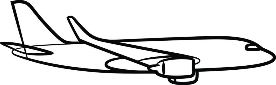 Side view silhouette of a commercial jet airliner showing the fuselage wings and powerful jet engine