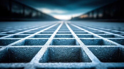 Fototapeta premium Textured Metal Grating Surface With Industrial Grid Pattern