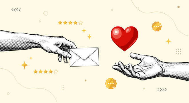Giving and Receiving Love and Communication: Hand Exchange Illustration