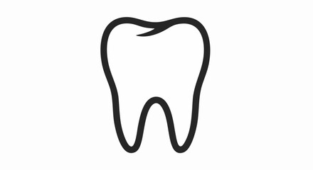Obraz premium Simple outline drawing of a healthy human tooth on white background.