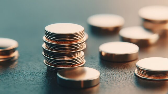 Stack of Gold Coins on a Textured Surface