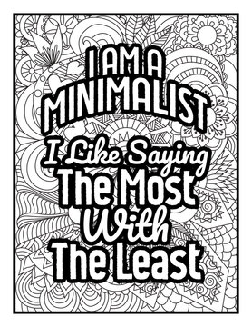 Minimalist Quote Floral Mandala Coloring Page for Adults