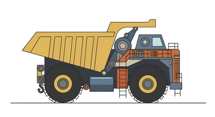 Large Yellow Mining Dump Truck Illustration. © Truk