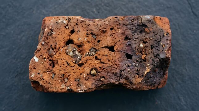 Porous volcanic rock specimen with rough textured surface showing natural holes and cavities formed by gas bubbles during volcanic eruption processes.