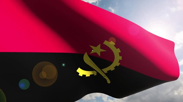 Angola Flag Fluttering Gracefully Against the Open Sky
