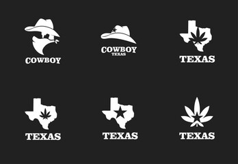 Texas Cowboy and Cannabis Themed Logos Collection Vector Illustration © Alpha Factory Std