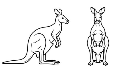 Fototapeta premium A minimalist line art illustration of two kangaroos in a simple design