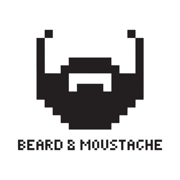 Pixelated beard and mustache illustration with accompanying text below