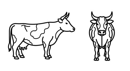 Obraz premium A minimalist vector illustration of two cows in a simple line art style