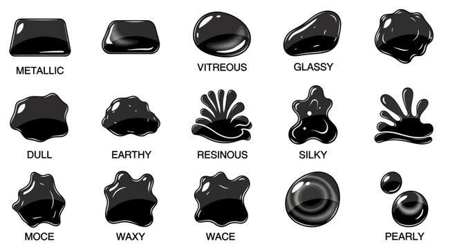 Black texture icons, metallic, glossy, matte effects, 16 texture swatches, vector graphics