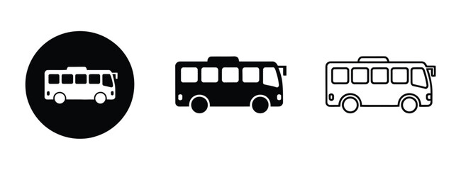 Bus icon vector set, public transport symbol and bus signage icons for travel apps, navigation systems, city transit, UI/UX design, and transportation graphics © Gary D. Marlow