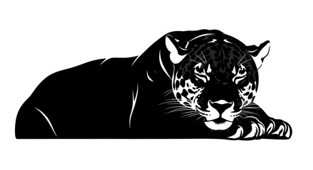 Black Panther Staring Intensely, Majestic Wild Animal in Artistic Monochrome Style © deni
