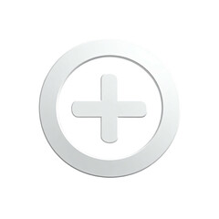Obraz premium White circular plus sign 3D render icon for addition or medical symbol on a black background; simple and modern graphic element
