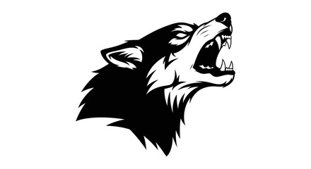 Fierce Black Wolf Head Roaring With Sharp Teeth and Fierce Eyes © Asahi