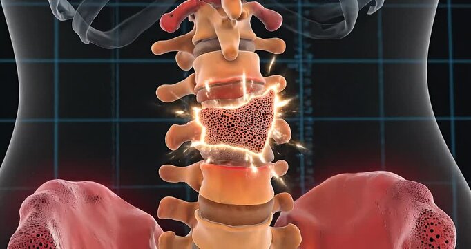 Senior Woman Spine Health Visualization of Bone Density Loss Osteoporosis